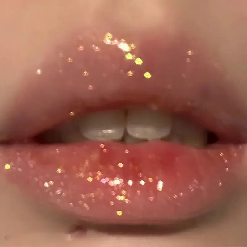 Multichrome Diamond Shimmer Lip Gloss Clear Glitter Metallic Pink Blue Orange Lip Stain Mirror-Shine Gloss 3D Sparkling Lips