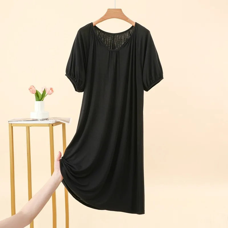 Summer New Modal Sleeveless V-neck Long Dress Women's Thin Loose plus Size Home Dress Fresh Sweet Style Outdoor Scene