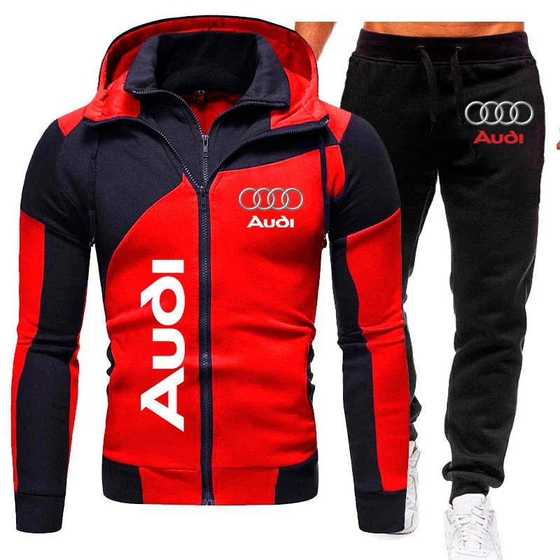 Audi Men's 2-Piece Fleece Tracksuit - Hooded Sweatshirt and Pants