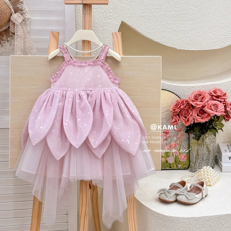 Girls Fairy Princess Dress Set | Petal Skirt & Headgear Costume