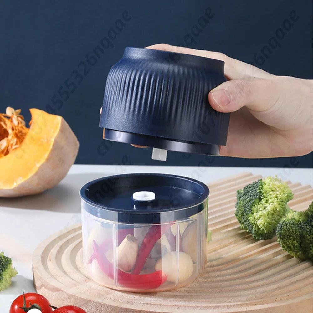 Picadora Eléctrica de Ajo y Verduras, 300ml, Portátil, Inalámbrica, Mini Procesador de Cebolla para Frutos Secos, Chile, Carne Picada y Especias