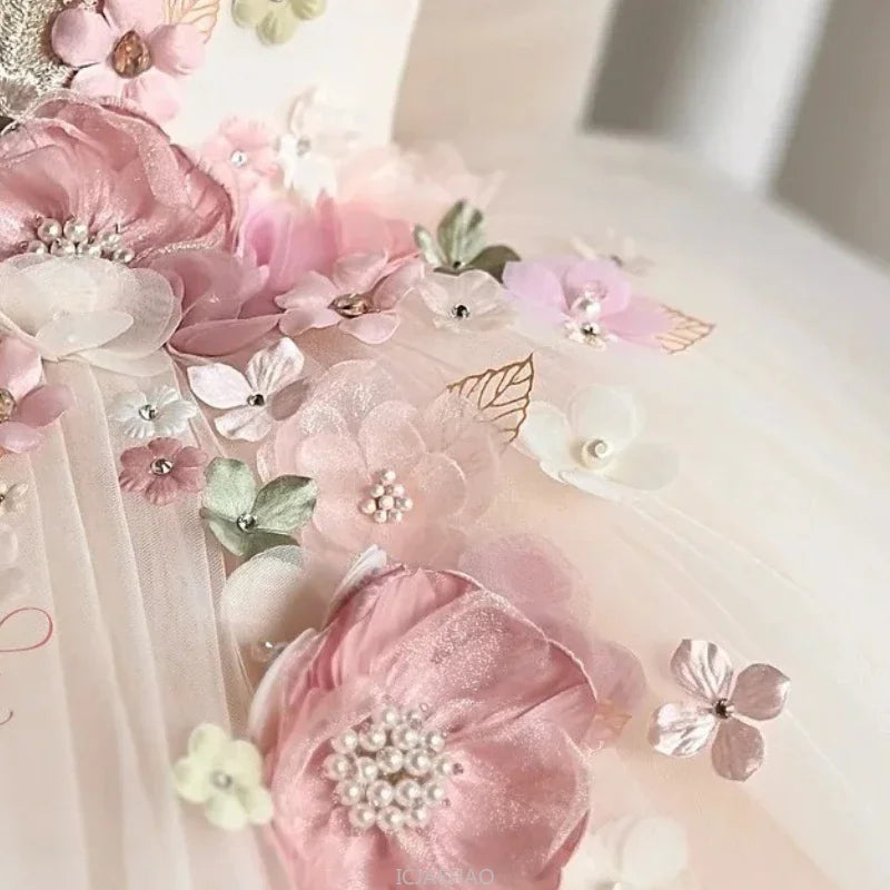 Wed Dress Summer Children Girls First Birthday Floral Princess Gown Costumes Flower Dresses Clothes Clothing Baby Kids Clothing