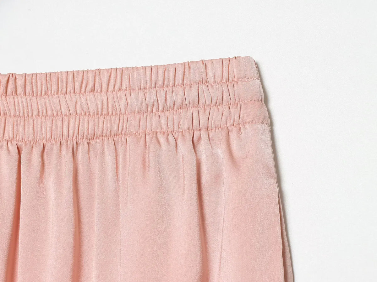 KONDALA Women's Wide Leg Pants - Casual Elastic Waist Trousers Pink