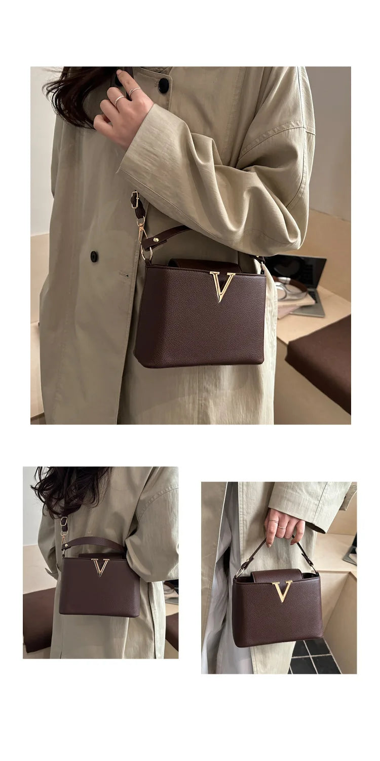 Minimalist Square Shoulder Bag - Women's PU Crossbody Handbag