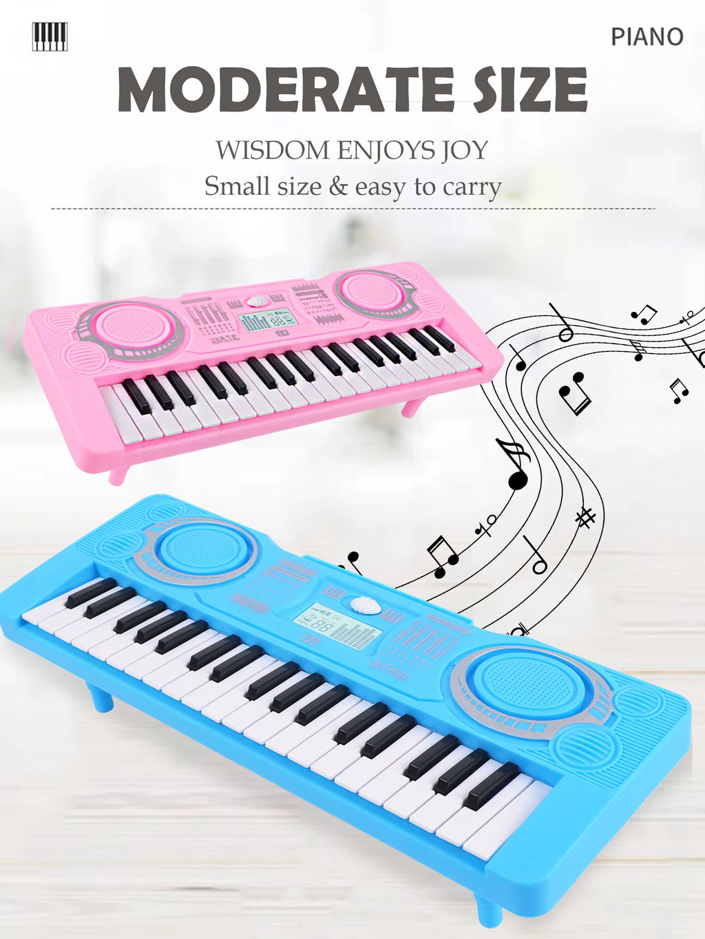 Electronic 37 Keys Piano Toys for Kids, Portable Keyboard Musical Instrument Kid Education Toy Gifts Not Include Battery