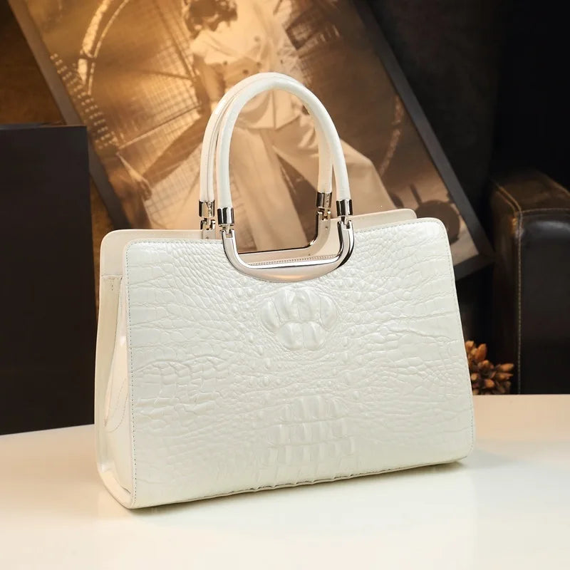 2026 New Ladies Large Tote Business Bag Luxury Leather Crocodile Pattern High Capacity Handbag Single Shoulder Bag for Women