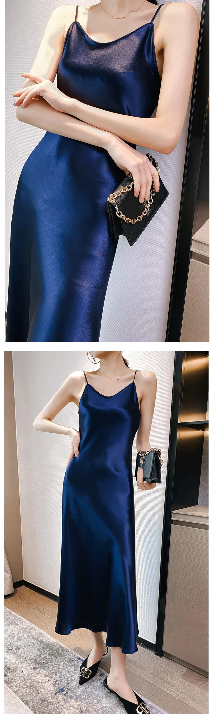 2026 fashion Sexy Satin Long Dress Summer Lady Acetate satin Party Dress High Waist Slim Female Retro Dress Red Pink robe femme