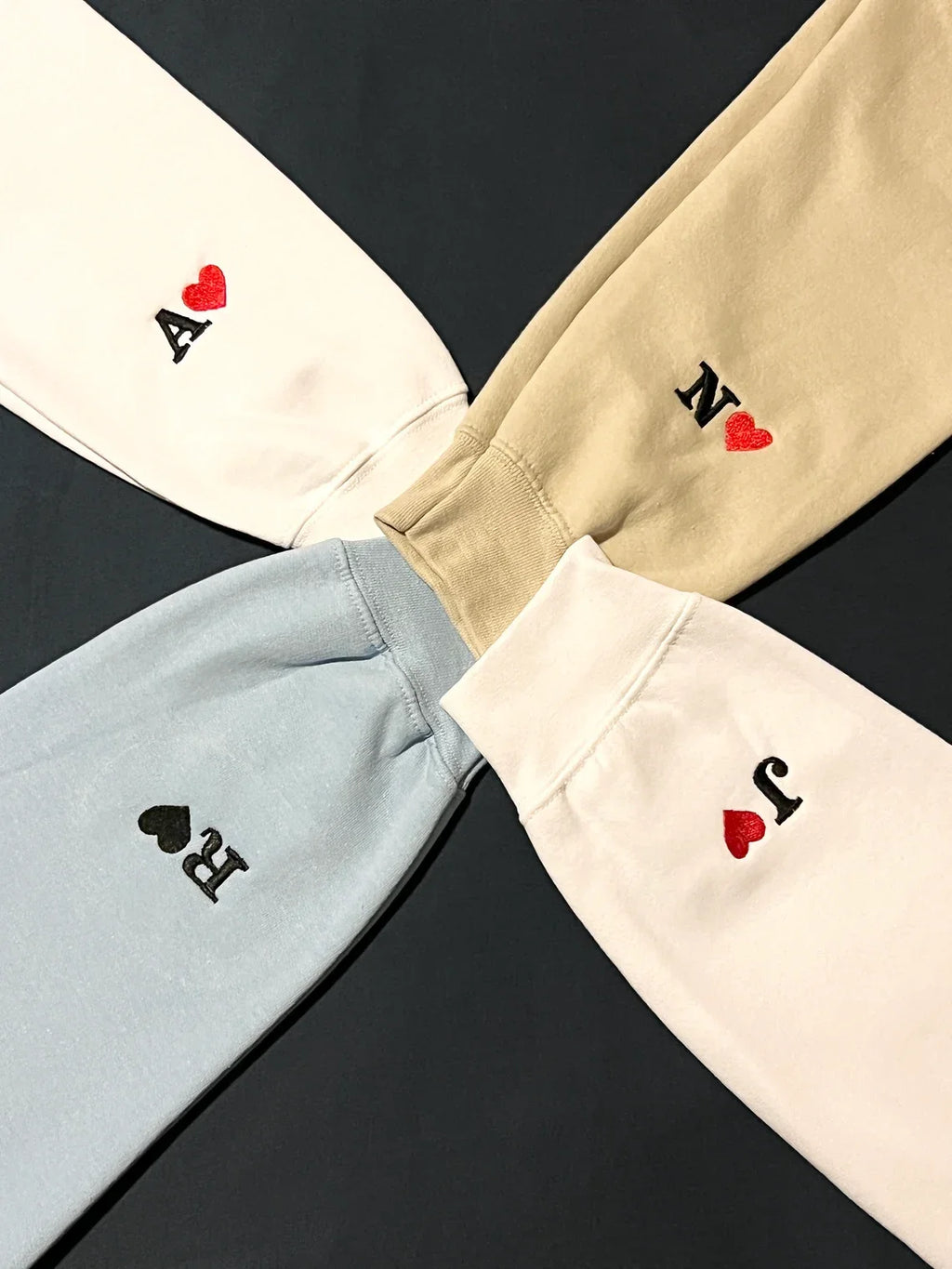 Custom Embroidered Roman Numeral Sweatshirt | Date, Heart And Initial On Sleeve | Personalized Couples Gifts | Couple Valentine