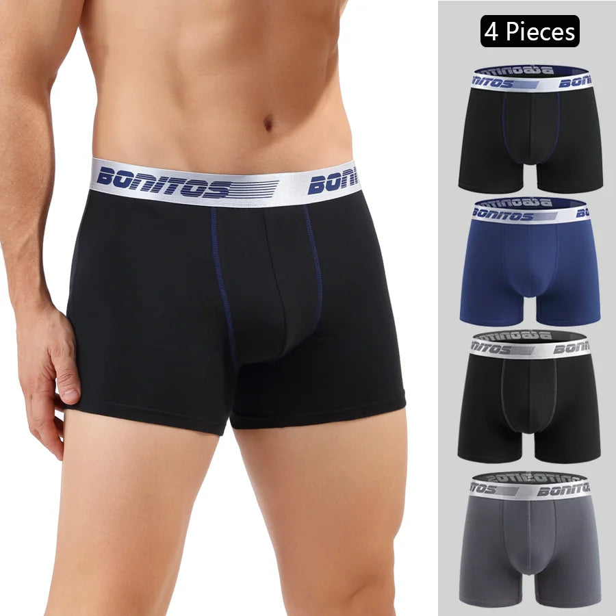 Men's Cotton Boxer Shorts 4-Pack – Soft Breathable Everyday Comfort Underwear