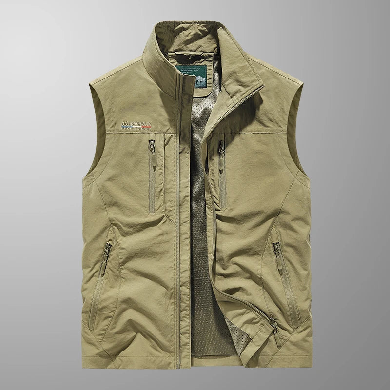 DIMUSI Summer Mens Multi-pocket Vests Casual Man Breathable Mesh Vest Sleeveless Jackets Man Outwear Fishing Waistcoats Clothing