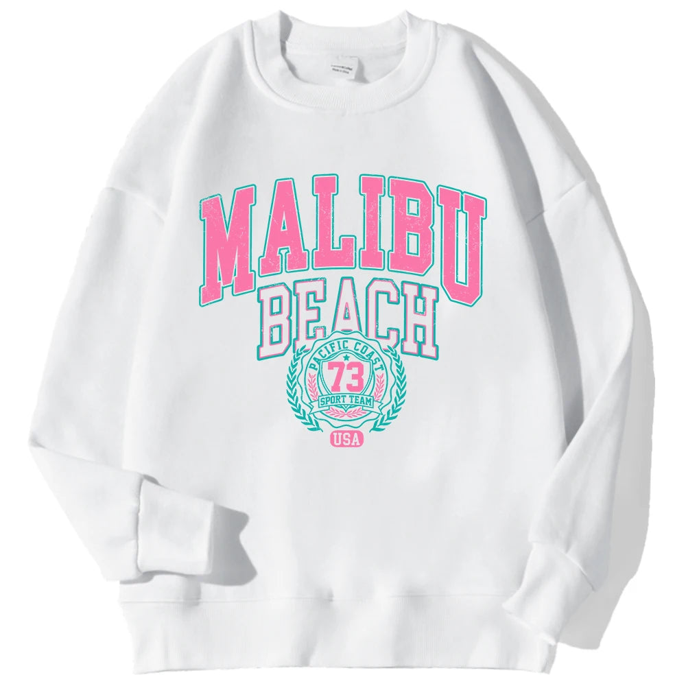 New York California Malibu Letter Sweatshirts Winter Women'S Casual Loose Hoodie Fleece Warm Crewneck Pullover Comfortable Clothes