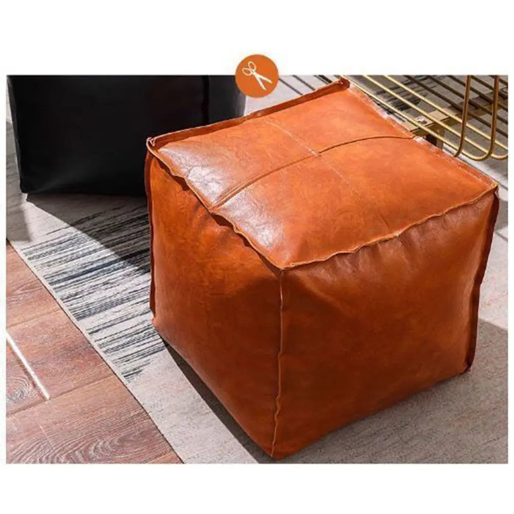 Modern Non-Slip Storage Stool Large Capacity Waterproof Unstuffed Cushion Cover No Fillings Square Leather Pouf Bedroom