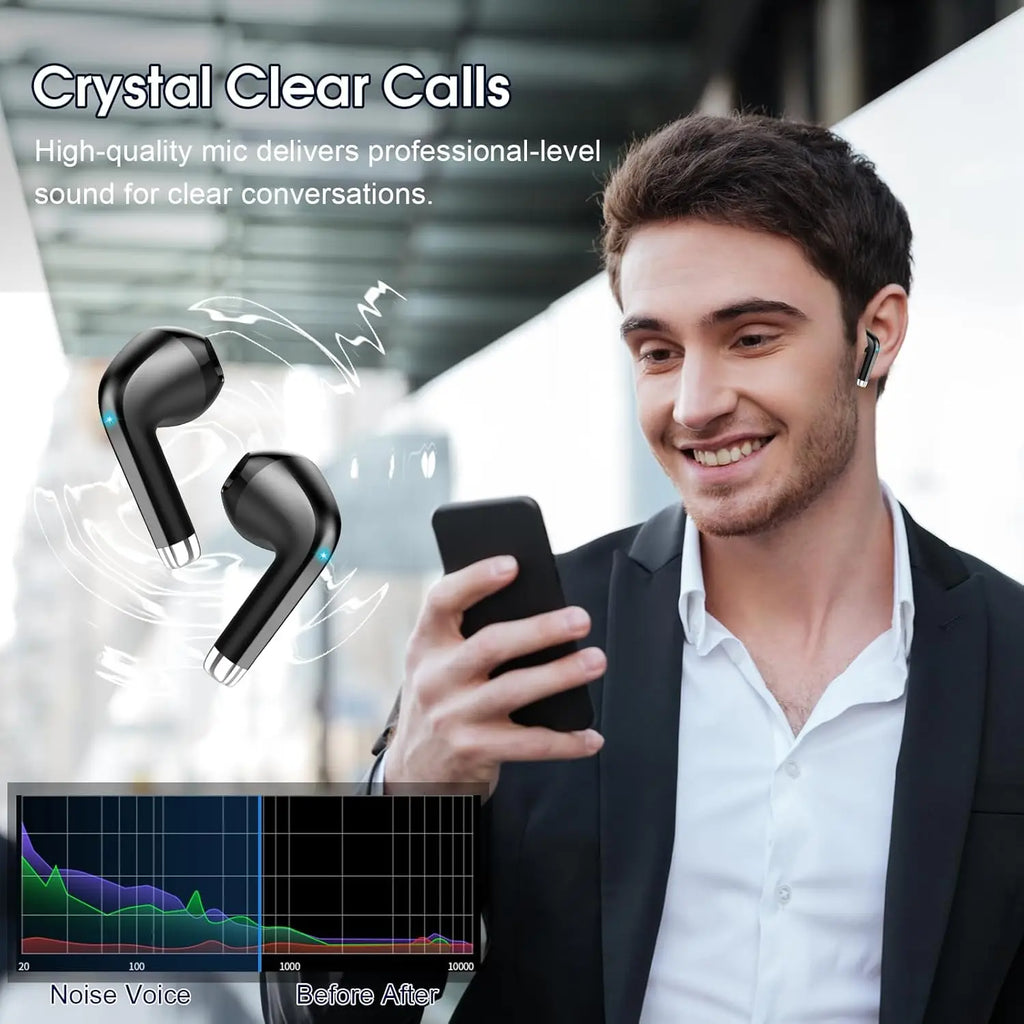 T6 Wireless Earbuds Bluetooth 5.3 ANC Active Noise Cancelling Headphones 48H Playtime IPX7 Waterproof HiFi Deep Bass in-Ear Sport Earphones with HD Mic for iPhone Samsung Android.