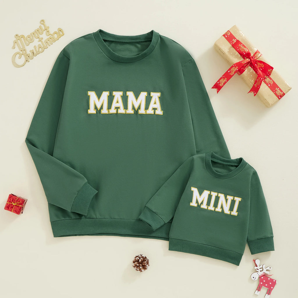 Citgeett Spring Mommy And Me Matching Outfits 0-3Y Letter Embroidery Long Sleeve Pullovers Fall Sweatshirt Tops