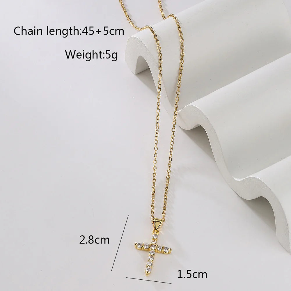 Zircon Jesus Jewelry For Women'S Copper Cross Pendant Necklace Fashion High Quality Acc Gold Silver