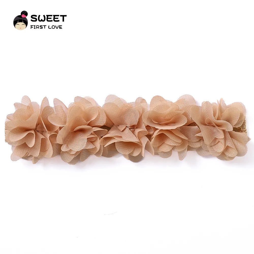 Pink Baby Flower Headband Pink Chiffon Hair Bands Handmade Diy Headwear Hair Accessories For Kids Children Newborn Toddler
