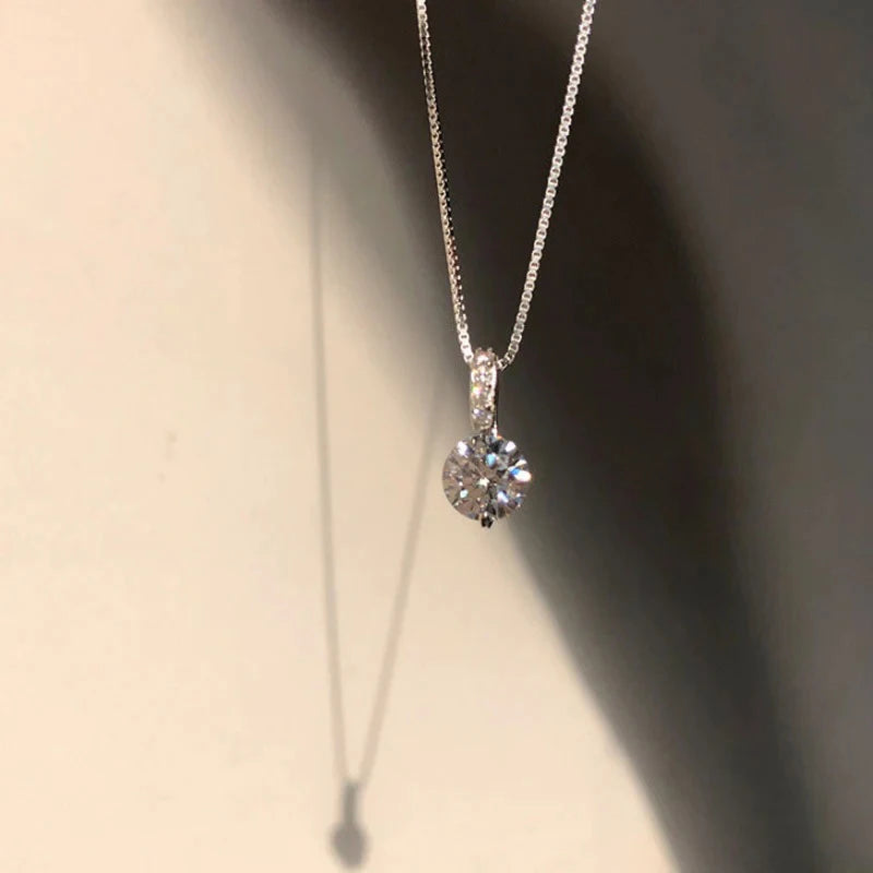 Huitan Eternity Pendant Necklace With Round Cubic Zirconia And Elegant Women'S'S Accessories For Wedding Classic Jewelry
