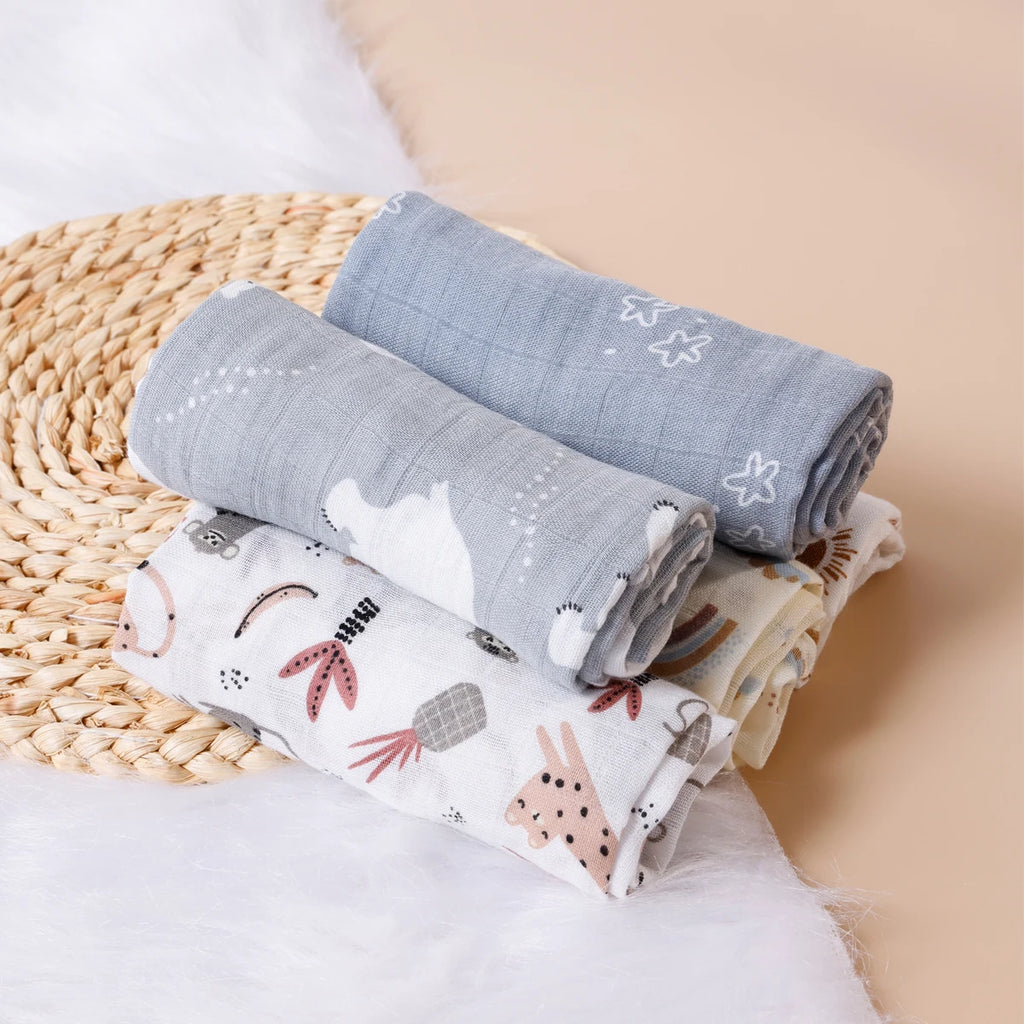 Kangobaby #My Soft Life# New 5pcs Set Multifunctional Baby Muslin Bib Newborn Blanket Breathable Child Scarf 60x60cm