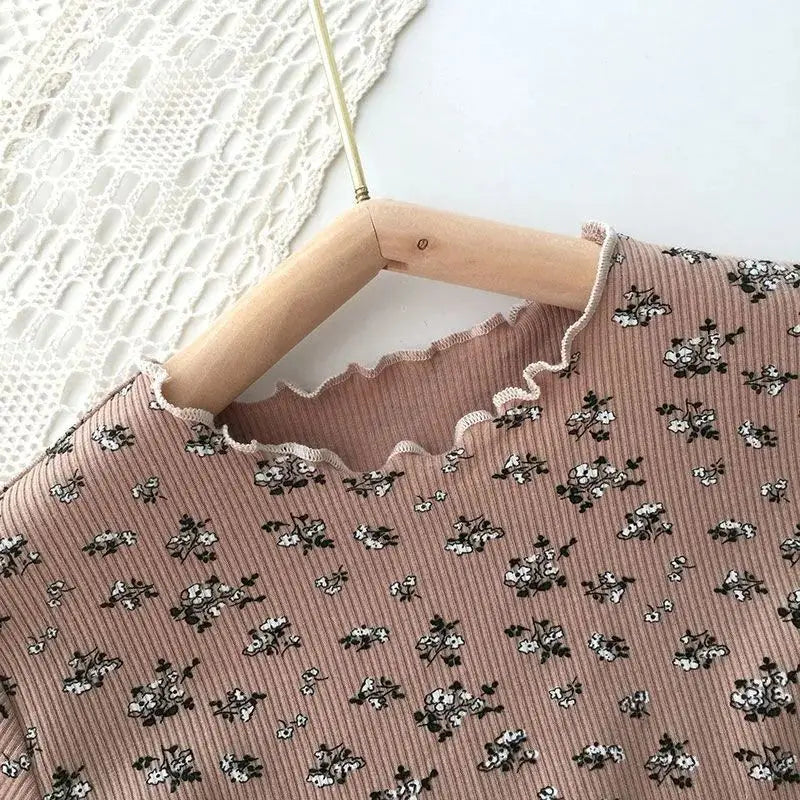 2026 Summer Fashion New Short Sleeve Round Neck Flower Printed T-shirt Top+Pants 2 Piece Set Kids Casual Home Clothes