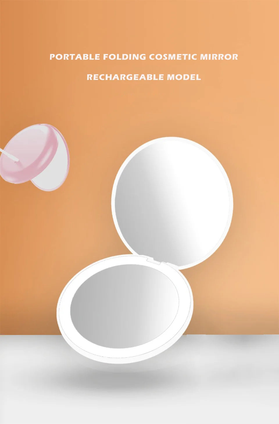 Pocket Mirror With Led Light Compact Makeup Mirror Small Mirrors Wholesale Mini Hand Folding Cute Mirror With Magnification