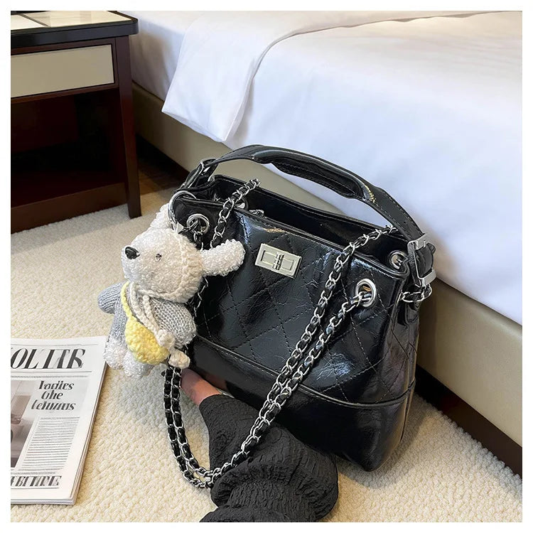 Korean Style Casual Women's Large Capacity Simple Tote Bag Fashion Trendy Underarm Leisure Handbag Daily Match PU Material