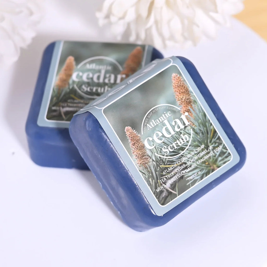 Men's Cedar Essential Oil Soap Travel Portable Hotel Soap Deep Cleansing Wood Fragrance Handmade Soap, Face Wash and Bath Soap