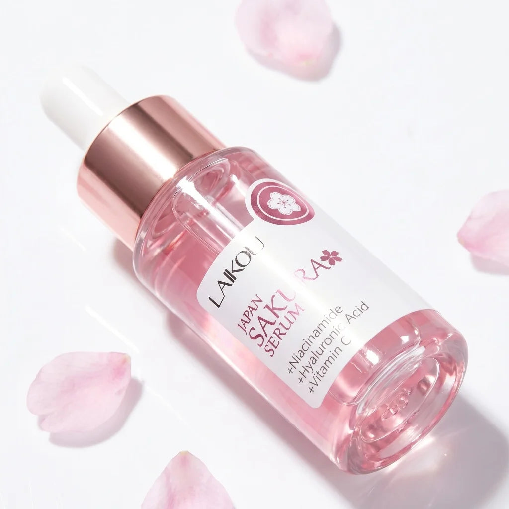 Sakura Serum Niacinamide Hyaluronic Acid Vitamin C Brightening Hydrating Moisturizing Glow Boost Daily Facial Skin Care Essence