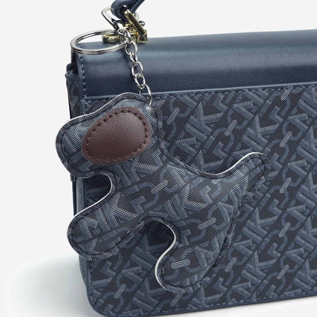 MKF Retro floral patchwork leather flap bag, women's square metal snap closure crossbody bag