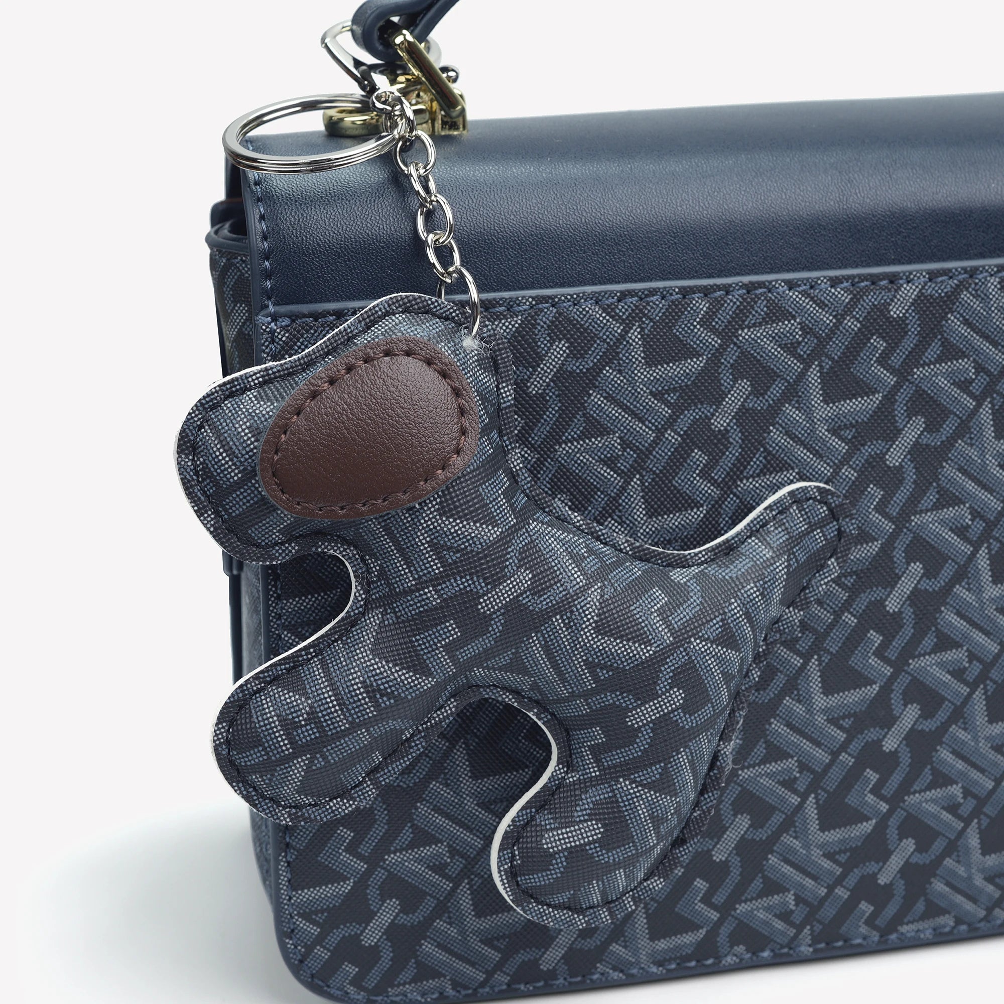MKF Retro floral patchwork leather flap bag, women's square metal snap closure crossbody bag