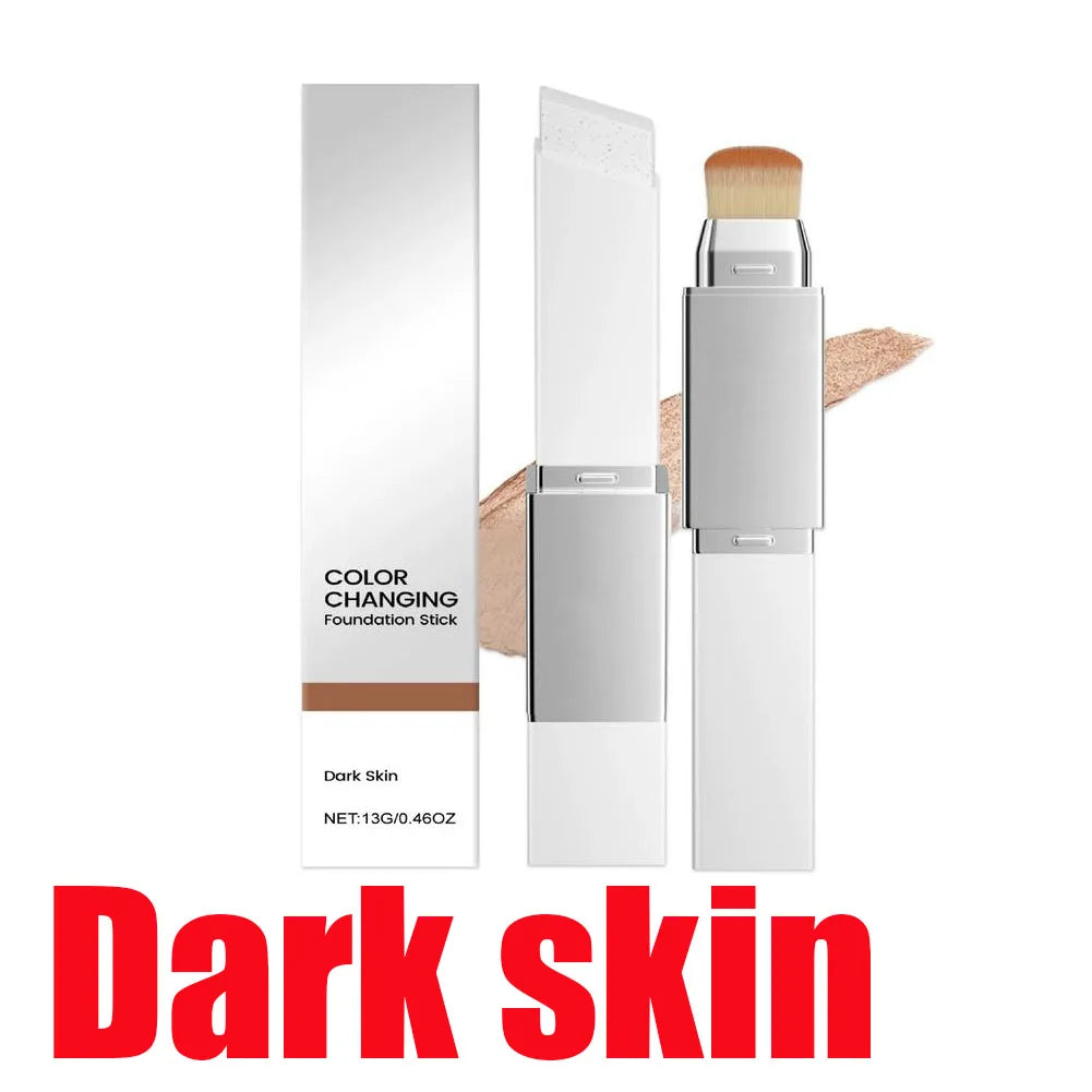 Flawless Color Changing Foundation Stick 2 in 1 Make-Up Stick Lightweight Creamy Formula Natural Matte Finish Buildable Coverage