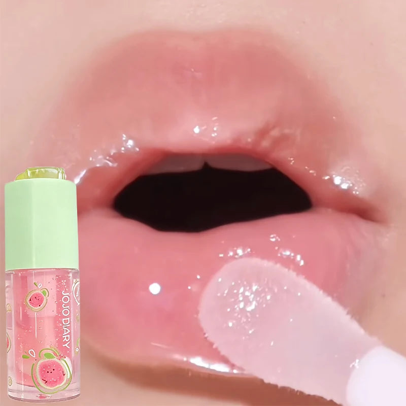 Guava Peach Lip Oil Plump Moisturizing Non-sticky Hydrating Lip Gloss Long-lasting Clear Liquid Lip Balm Make Up Korean Beauty