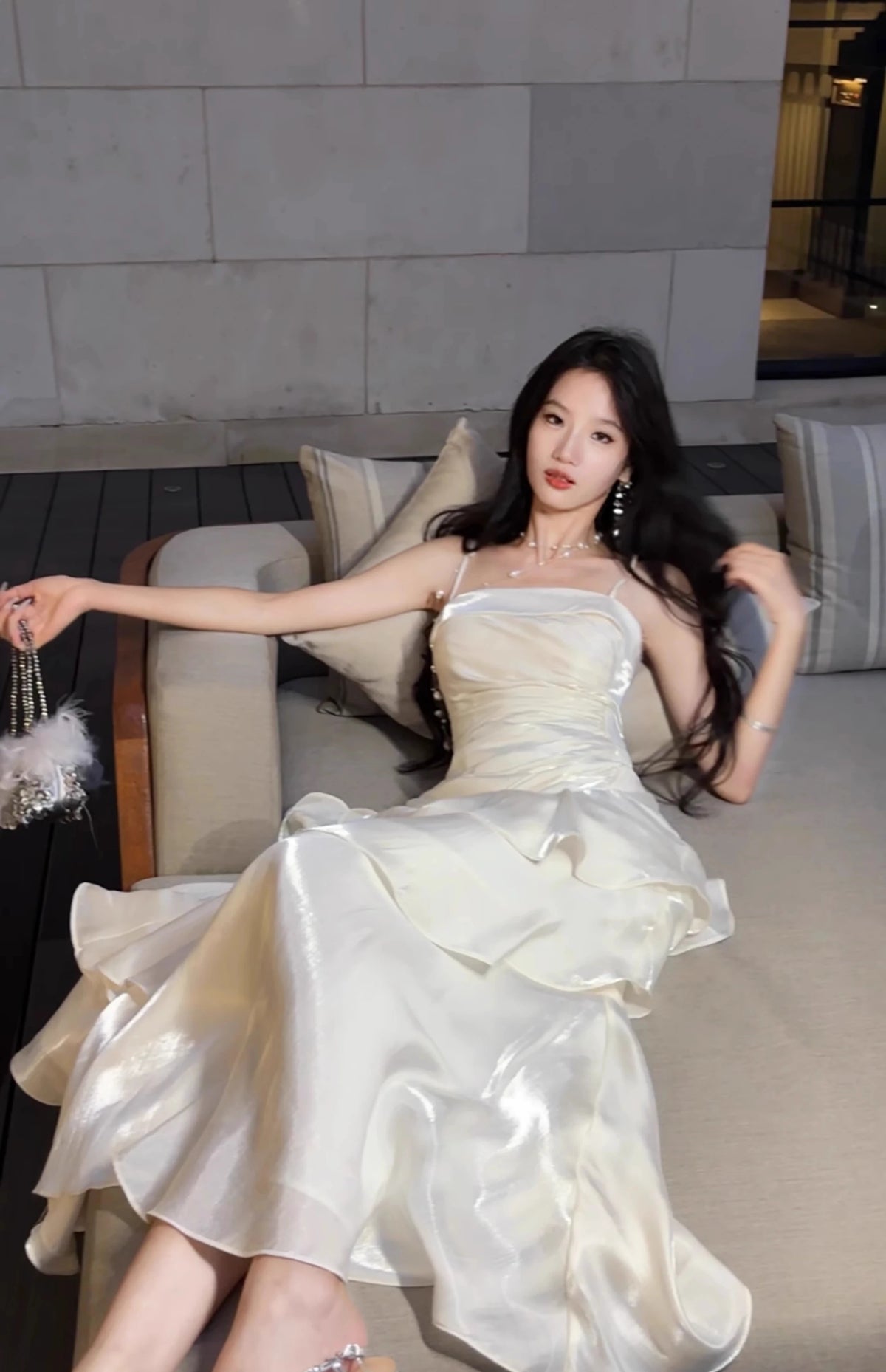 Elegant Women French Spaghetti Strap New Long Dresses Female Slim Chic Party Prom Robe Fashion One Piece Clothing Spring Summer