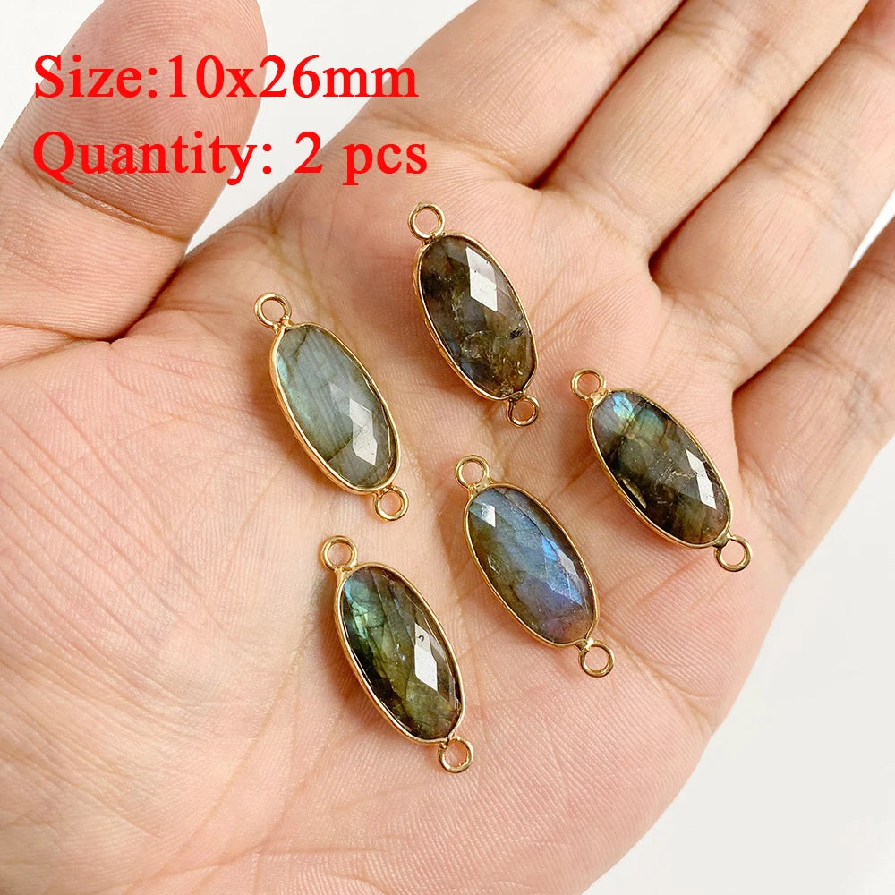 2PCS Natural Labradorite Stone Pendant - Irregular Jewelry Charm