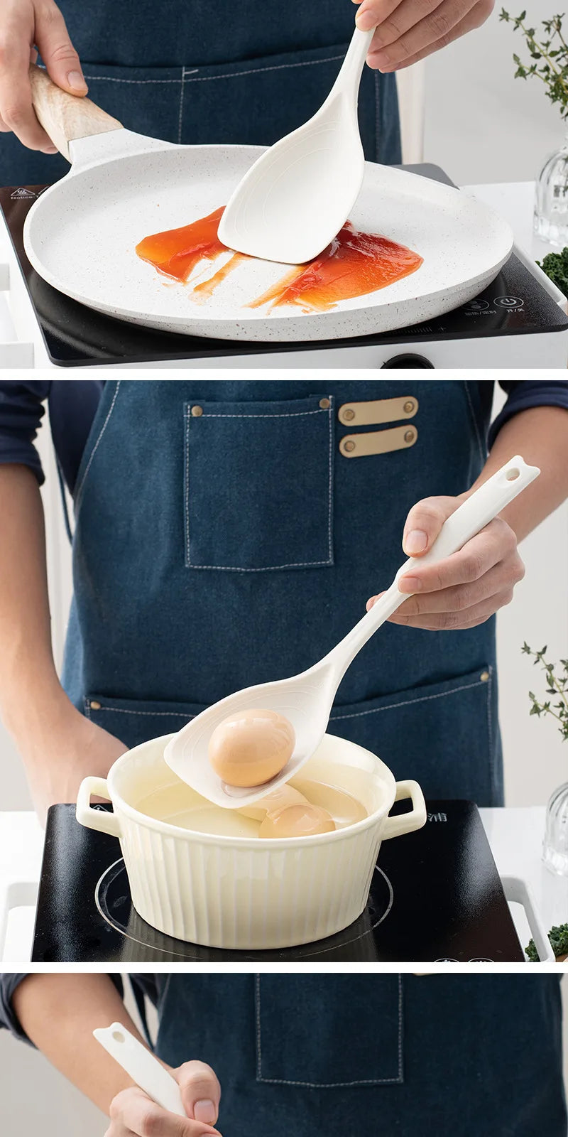 Silicone Cooking Spoon - Heat Resistant Kitchen Utensil 31cm