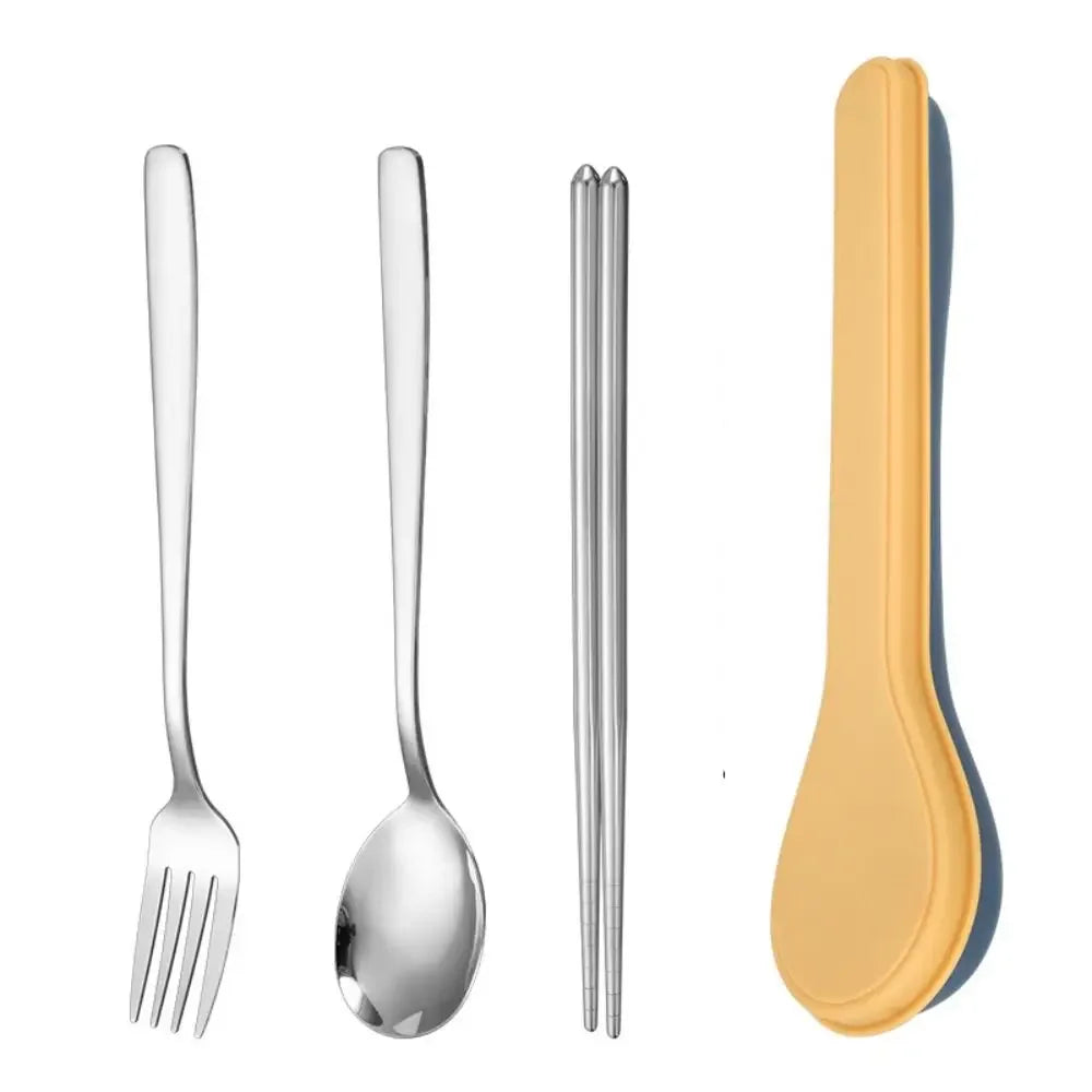 Cutlery Set with Storage Case Korean Style Portable Tableware Set Home School Kitchen Dinnerware Services Utensil Set Spoons