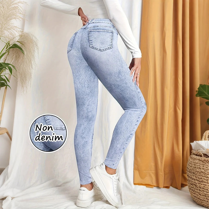 Women's Non-Denim Leggings High Waist Hip Lifting Yoga Pants Fashionable Sexy Casual Pants Solid Color High Elastic Soft Wear