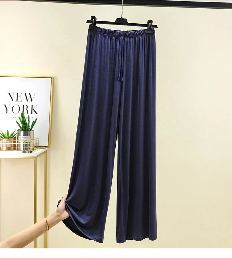 Women's Modal Wide-Leg High-Waisted Lounge Pants - Casual Summer