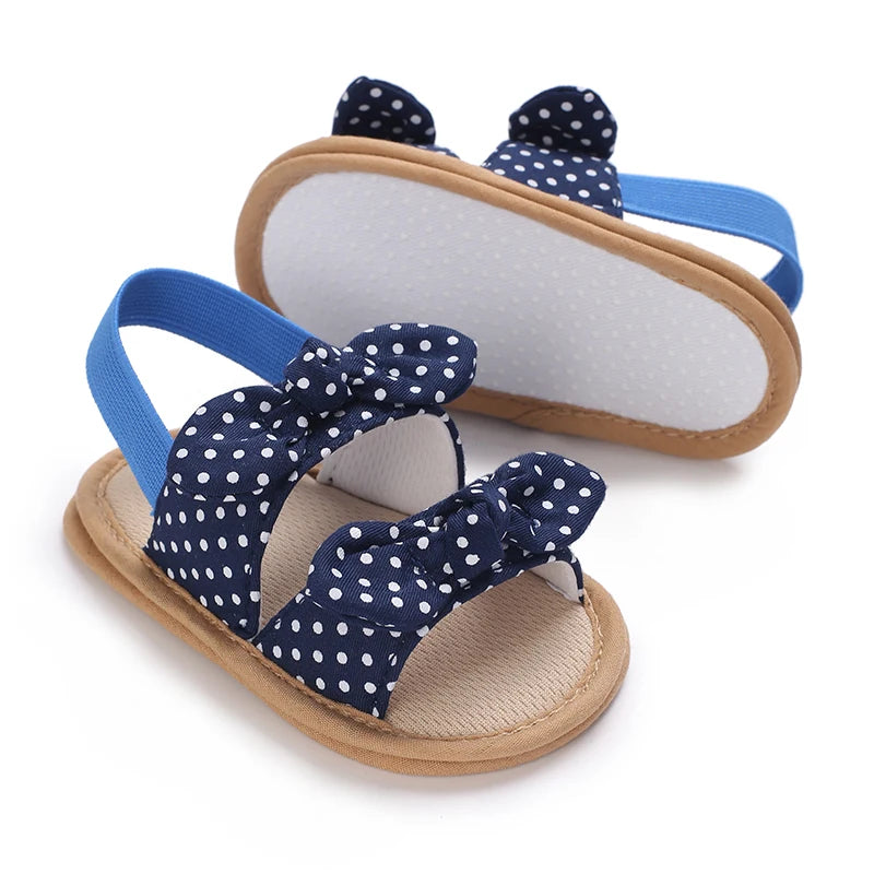 Baby Girls First Walker Sandals - Butterfly Knot Soft Cotton Sole