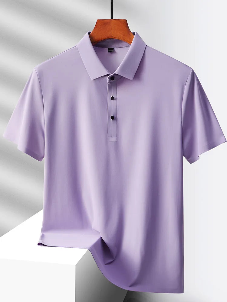 HeyMOMO Men's Ice Silk Polo Shirt - Short Sleeve Quick Dry Mesh Casual