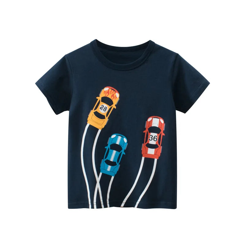 Tsaujia Boys' Short Sleeve Cotton T-Shirt - Cartoon Print Active Top
