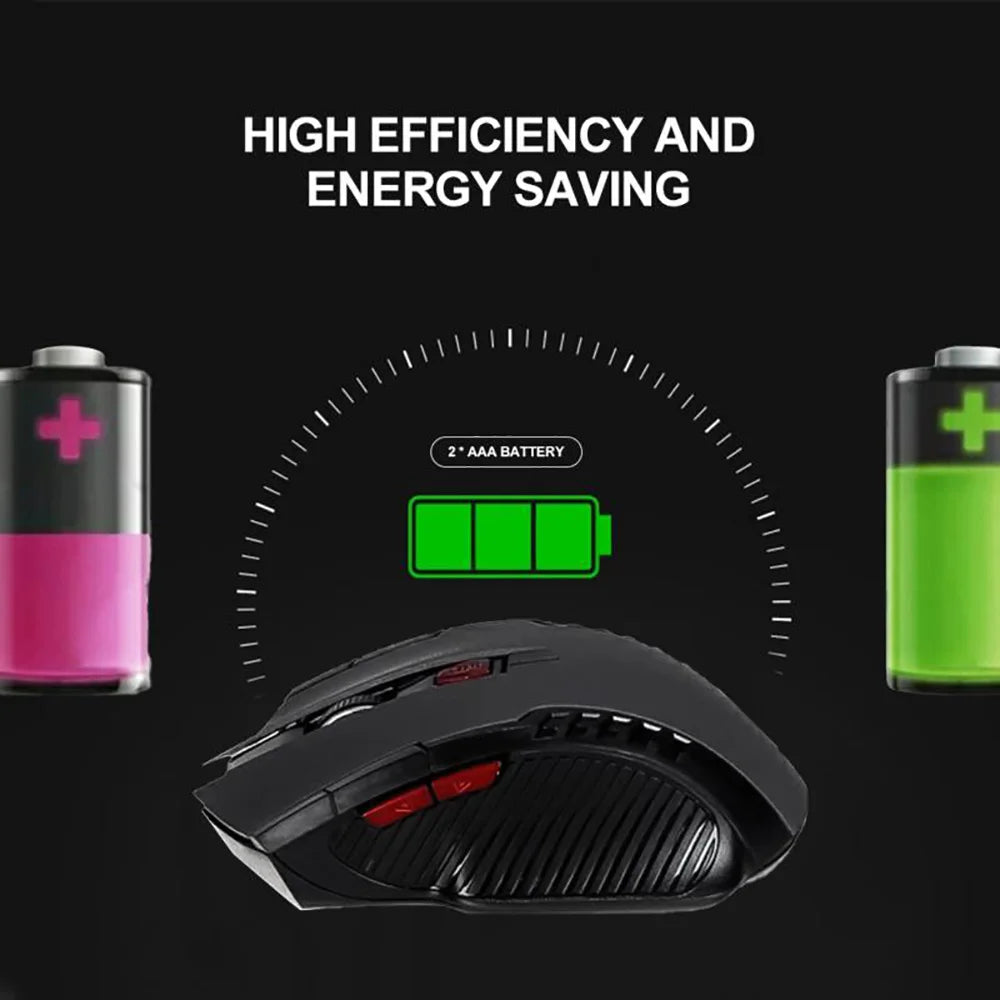 Ratón inalámbrico 2.4G con receptor USB, 6 botones, óptico profesional, ratones inalámbricos USB de desplazamiento a la derecha para PC Gamer portátil