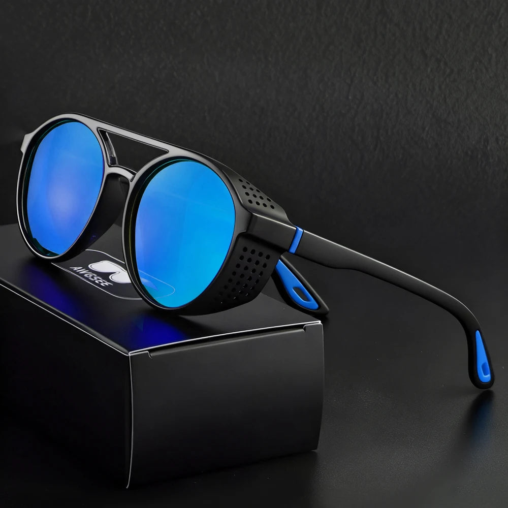 AWGSEE Steampunk Polarized Sunglasses - Vintage Round Sports Eyewear