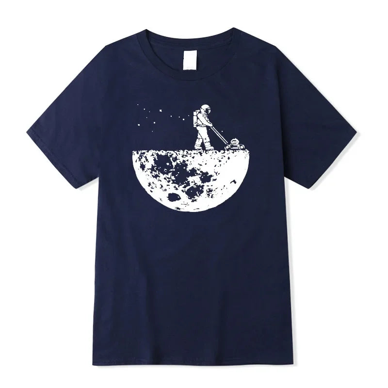 Summer Men T-shirt High Quality Cotton Blend Funny Lunar Cleaner Printing Casual Cool Loose O-neck Male Soft Tshirt Hip Hop Tees