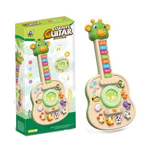 Children's Electronic Guitar, Baby Piano with Animal Sounds, Color Recognition,Lights & Melodies Educational Toy, Green Giraffe