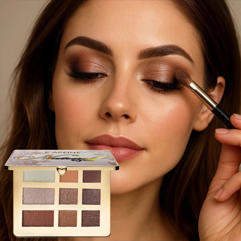 9-Color Eyeshadow Palette - Orange Brown Matte & Shimmer