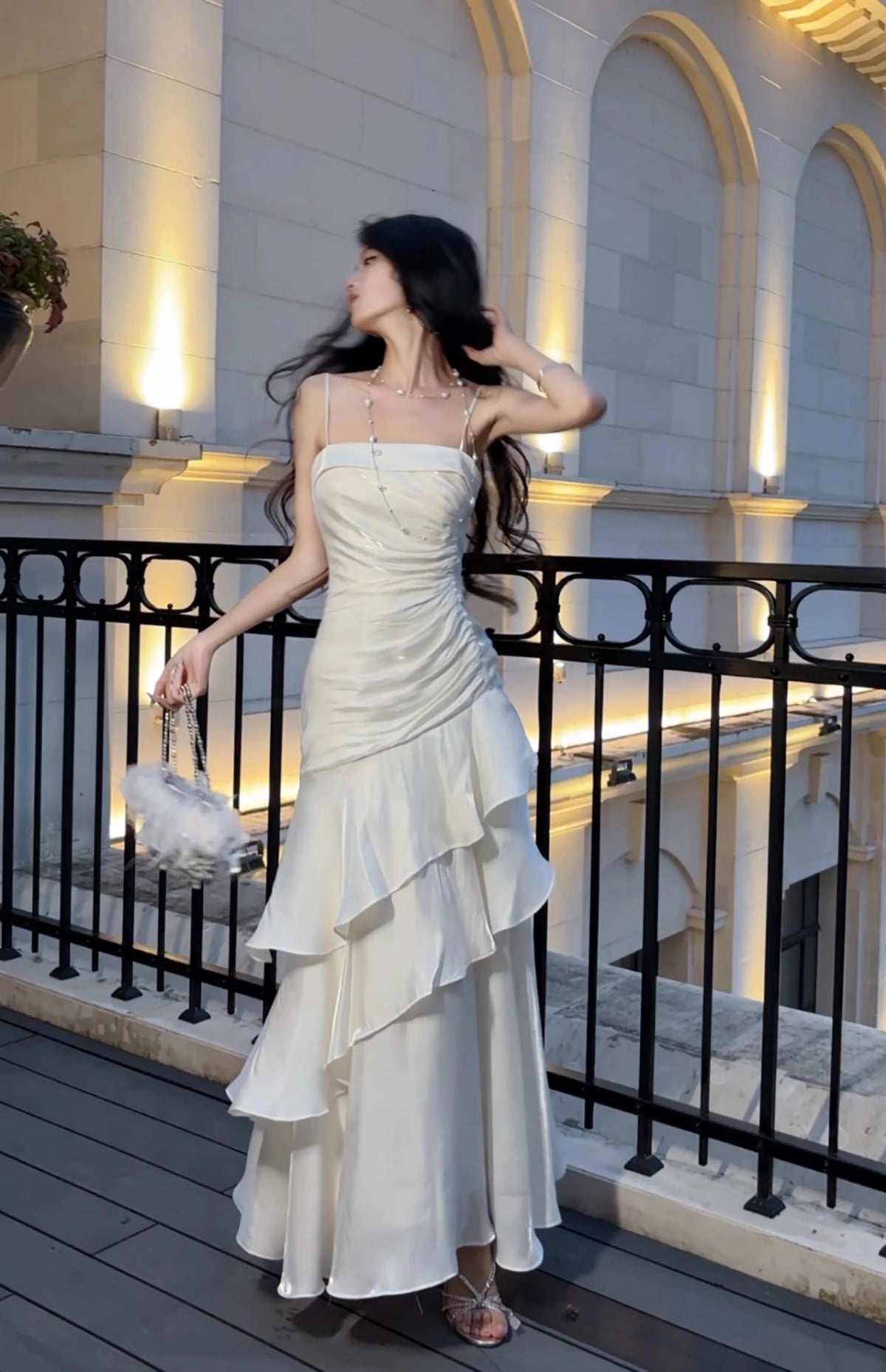 Elegant Women French Spaghetti Strap New Long Dresses Female Slim Chic Party Prom Robe Fashion One Piece Clothing Spring Summer