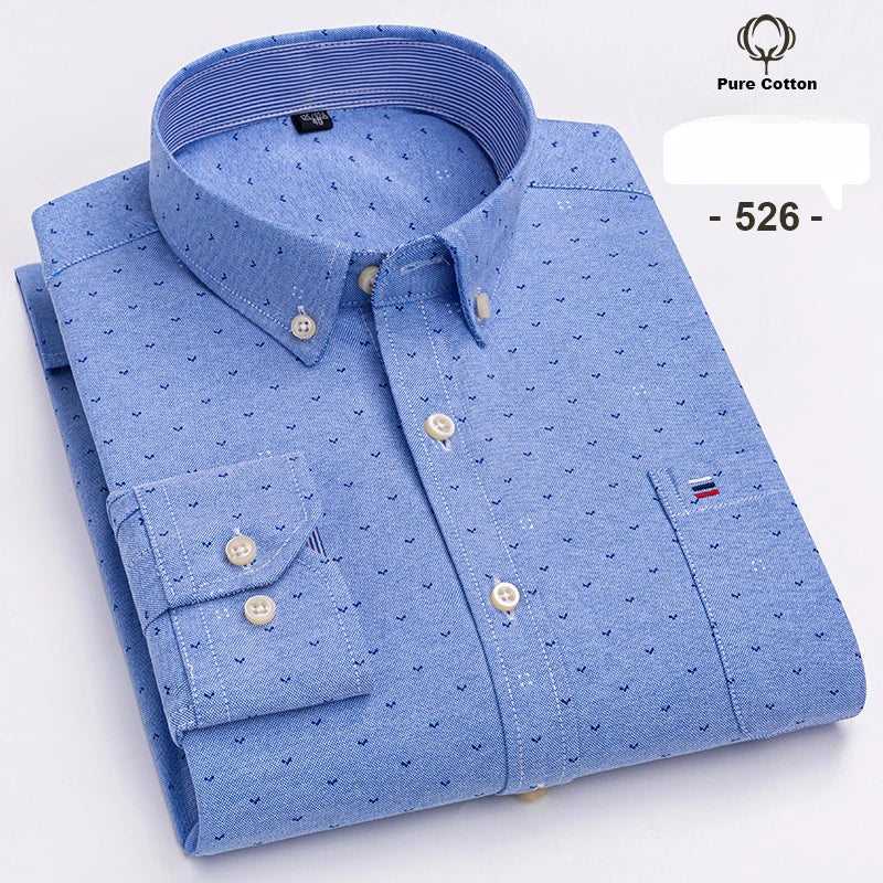 Over Size 7XL 100% Cotton Oxford Long-Sleeve Shirts for Men Slim Fit Formal Plain Shirt Office White Clothes Elegant Business To