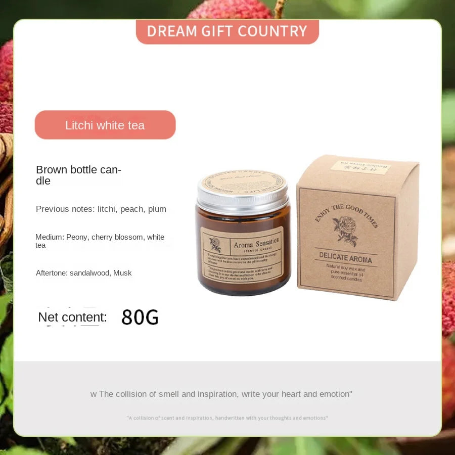 Handmade Brown Glass Aromatherapy Soy Candle – Smokeless Scented Candle for Home Decor & Gifting