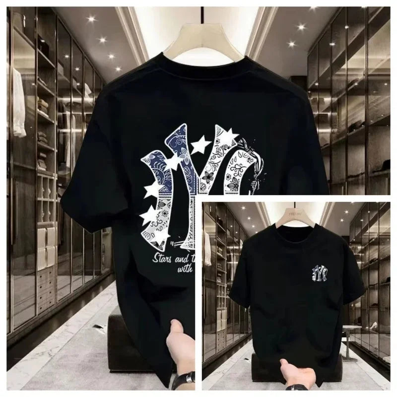 Men's Street Printed T-Shirt - Loose Fit Cotton Short-Sleeve Tee