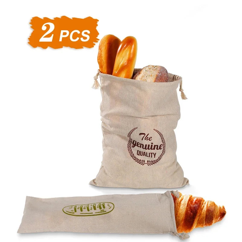 Bolsas de lino para pan, 4/2/1 unidad, bolsa reutilizable con cordón para hogaza, bolsa de almacenamiento de pan artesanal casero, bolsas de lino para pan para baguette